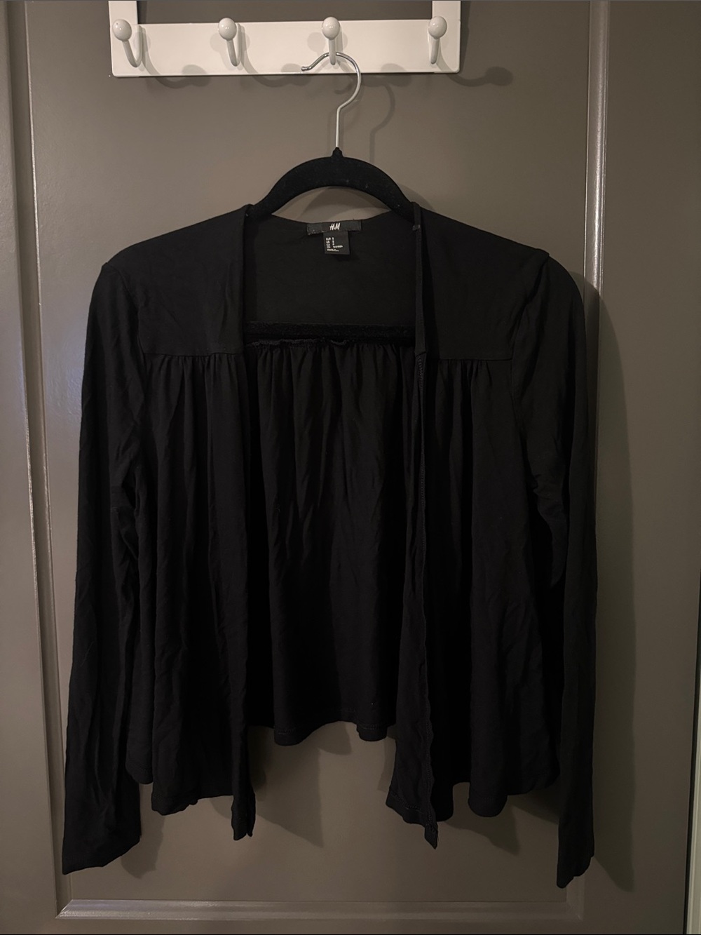 H&M Black Open-Front Draped Cardigan